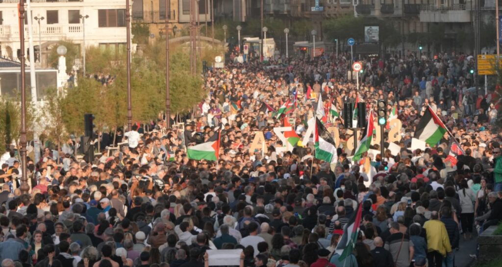 Manifestación en solidaridad con el pueblo palestino en San Sebastián