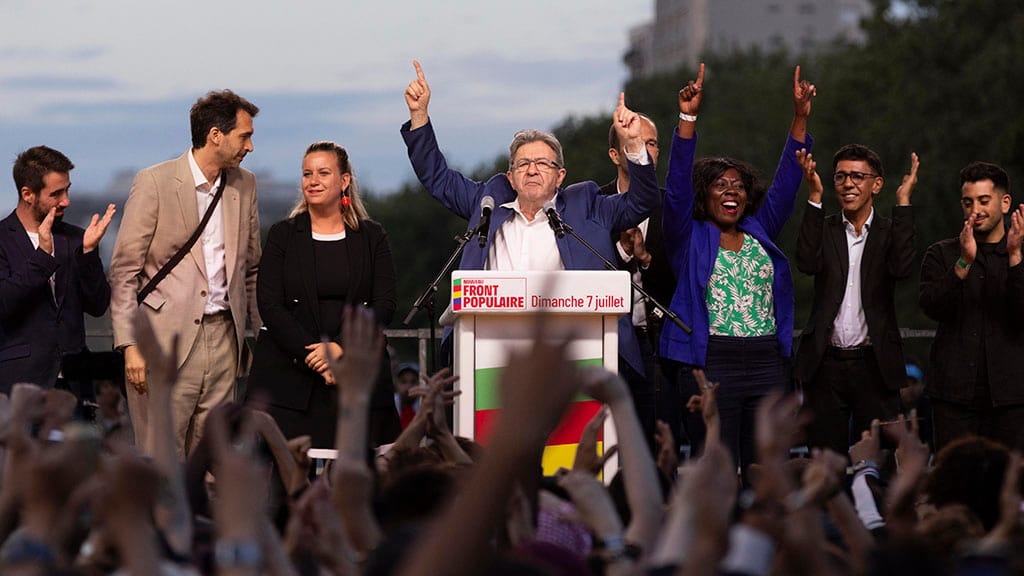 France's left-wing LFI leader Melenchon reacts after results of legislative elections