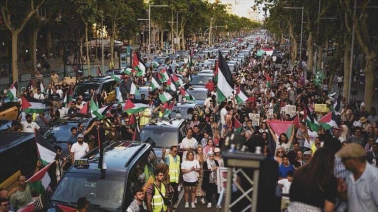 Taxistas Barcelona banderas Palestina